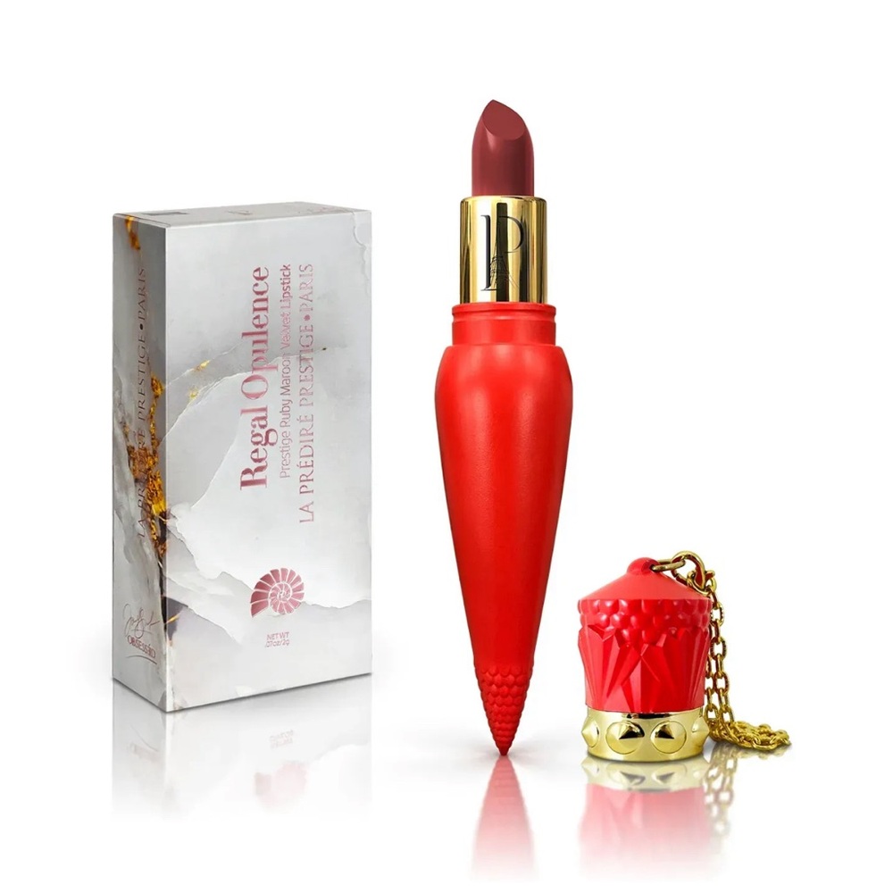 Regal Opulence Ruby Red Velvet Maroon Matte Lipstick Retails $180